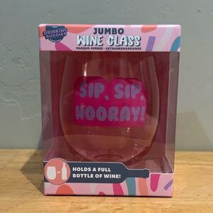 Pink 'Sip Sip Hooray' 26oz Jumbo Wine Glass Made by Drinking Buddies